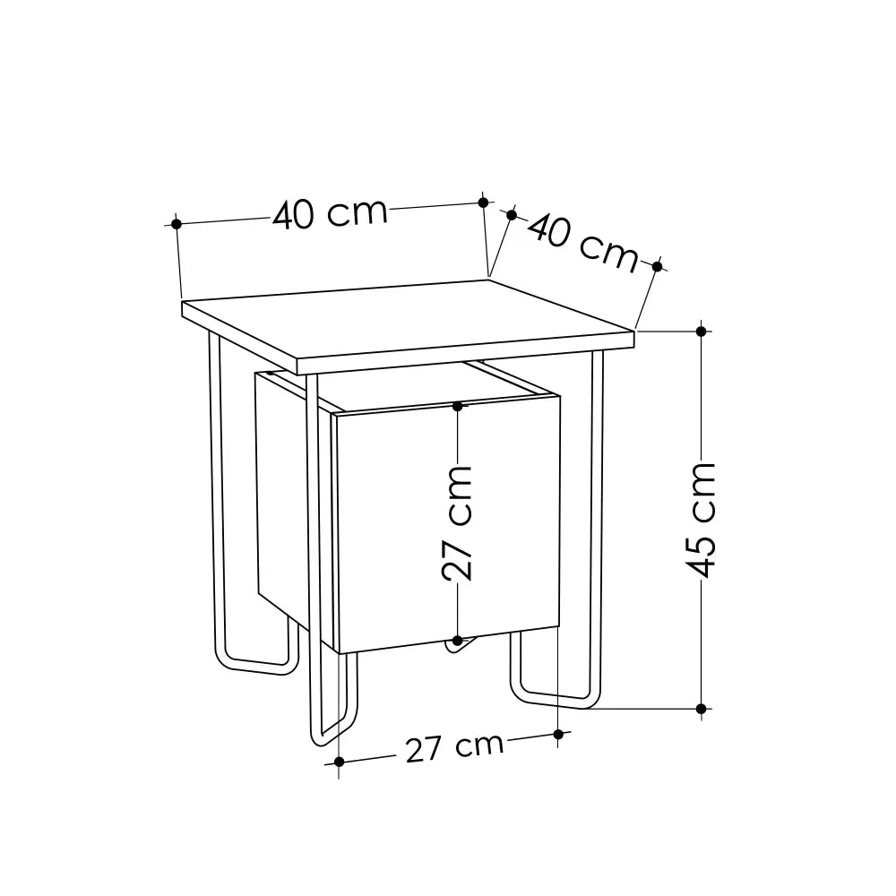 Acres Modern Bedside Table 40cm Width Bedroom Furniture - Nightstand - Decortie - Light Mocha - 