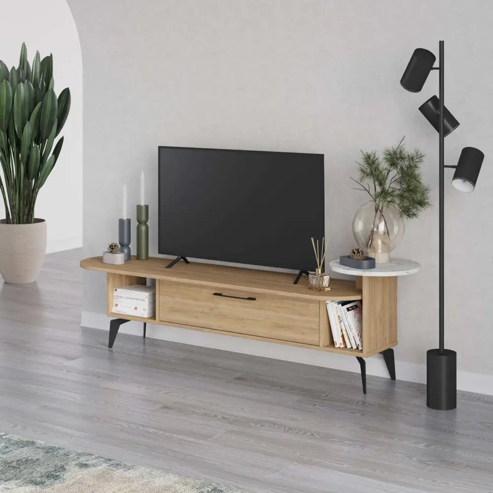 Ada Modern TV Stand Multimedia Centre With Storage Cabinet 188cm - TV Stand - Decortie - Light Mocha,White - 