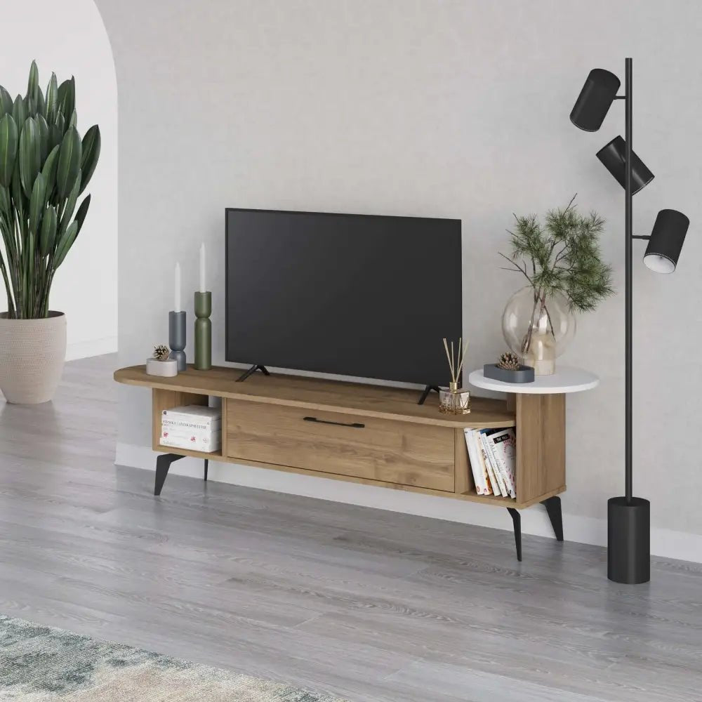 Ada Modern TV Stand Multimedia Centre With Storage Cabinet 188cm - TV Stand - Decortie - Light Mocha,White - 