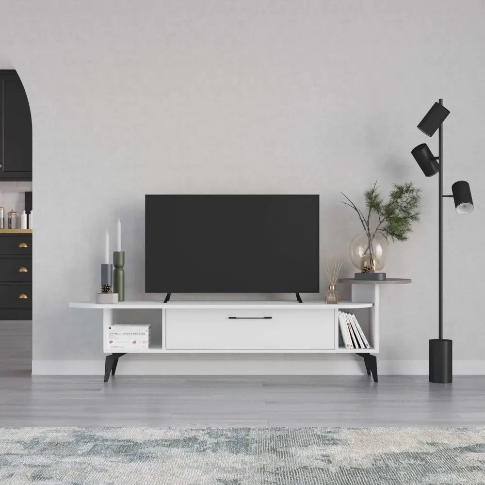 Ada Modern TV Stand Multimedia Centre With Storage Cabinet 188cm - TV Stand - Decortie - Light Mocha,White - 