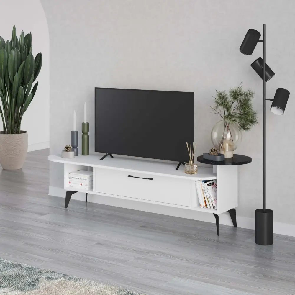 Ada Modern TV Stand Multimedia Centre With Storage Cabinet 188cm - TV Stand - Decortie - Light Mocha,White - 