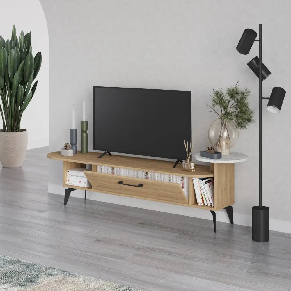 Ada Modern TV Stand Multimedia Centre With Storage Cabinet 188cm - TV Stand - Decortie - Light Mocha,White - 