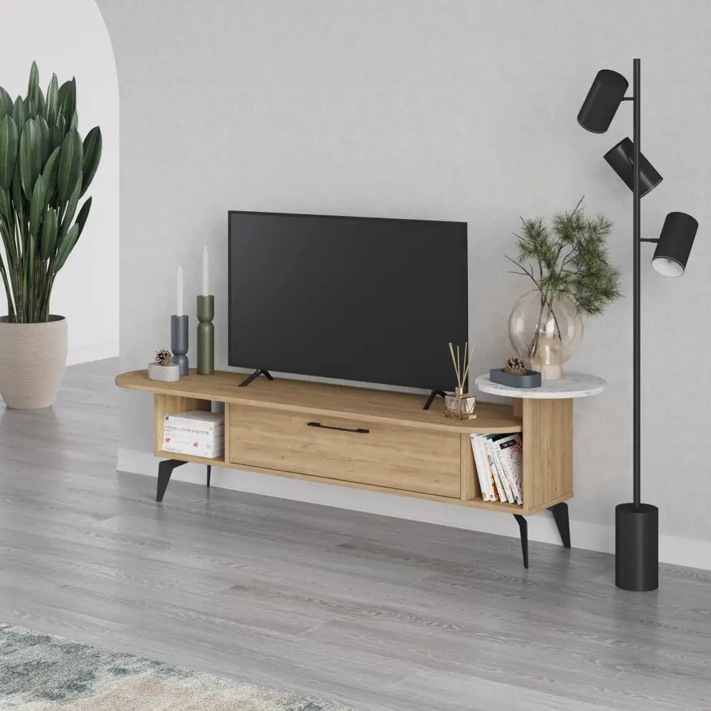 Ada Modern TV Stand Multimedia Centre With Storage Cabinet 188cm - TV Stand - Decortie - Light Mocha,White - 