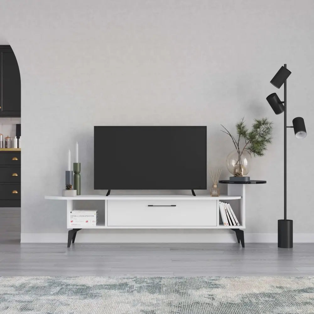 Ada Modern TV Stand Multimedia Centre With Storage Cabinet 188cm - TV Stand - Decortie - Light Mocha,White - 