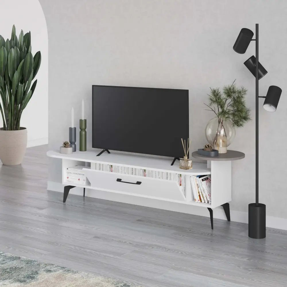 Ada Modern TV Stand Multimedia Centre With Storage Cabinet 188cm - TV Stand - Decortie - Light Mocha,White - 