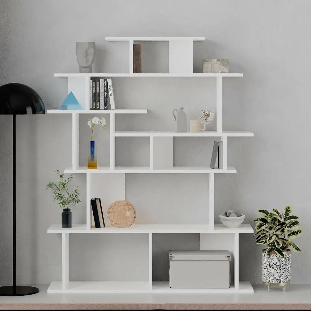 Apollon Modern Bookcase Display Unit Room Separator 149cm - Bookcase - Decortie - White - 