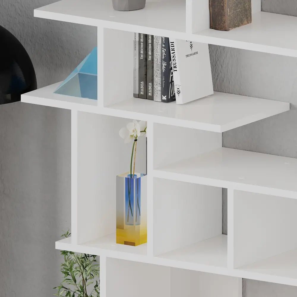 Apollon Modern Bookcase Display Unit Room Separator 149cm - Bookcase - Decortie - White - 