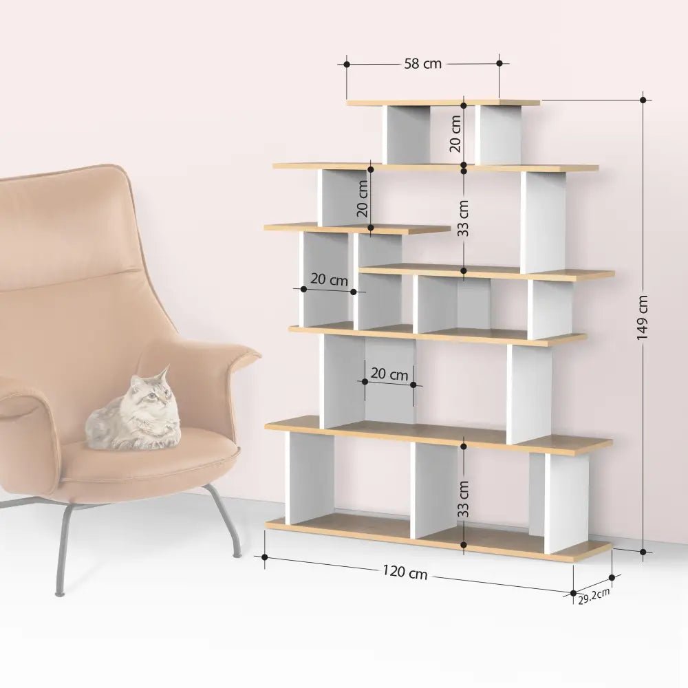 Apollon Modern Bookcase Display Unit Room Separator 149cm - Bookcase - Decortie - White - 