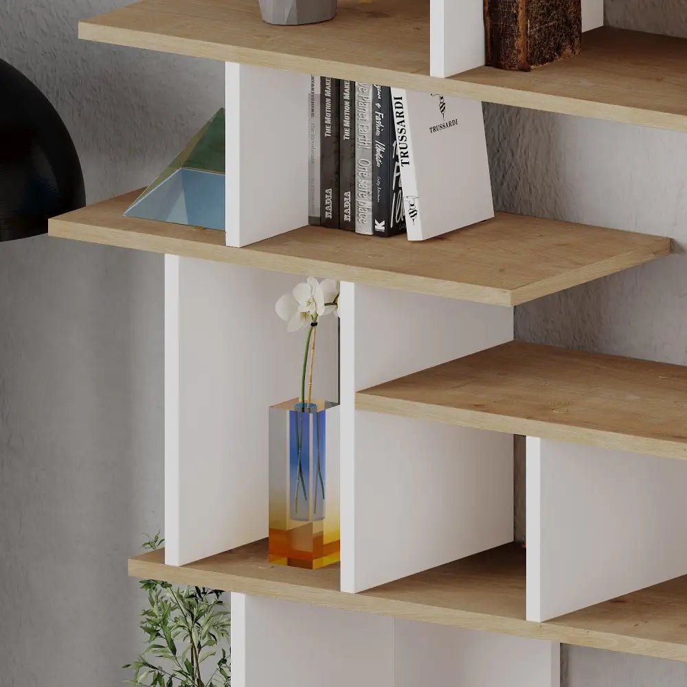 Apollon Modern Bookcase Display Unit Room Separator 149cm - Bookcase - Decortie - White - 