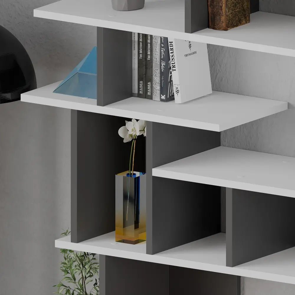 Apollon Modern Bookcase Display Unit Room Separator 149cm - Bookcase - Decortie - White - 