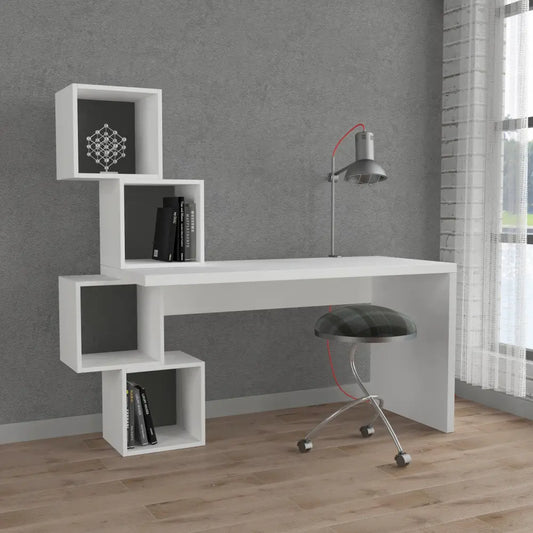 Balance Modern Desk With Shelves Width 153.5cm - Anthracite,White Working Table