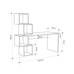 Balance Modern Desk With Shelves Width 153.5cm - Working Table