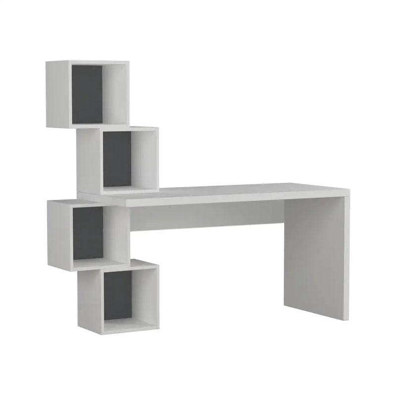 Balance Modern Desk With Shelves Width 153.5cm - Working Table - Decortie - White