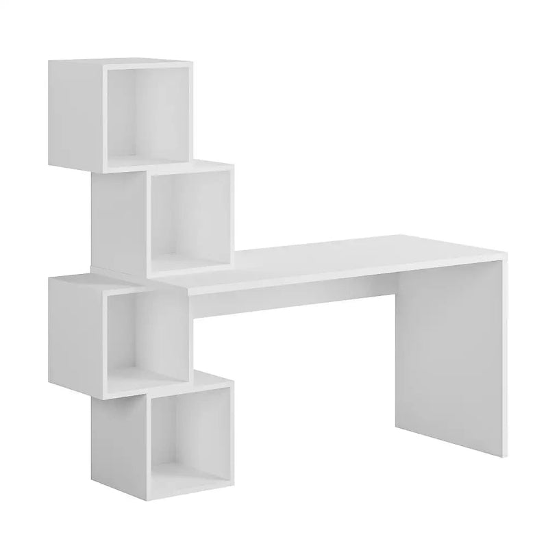 Balance Modern Desk With Shelves Width 153.5cm - Working Table - Decortie - White
