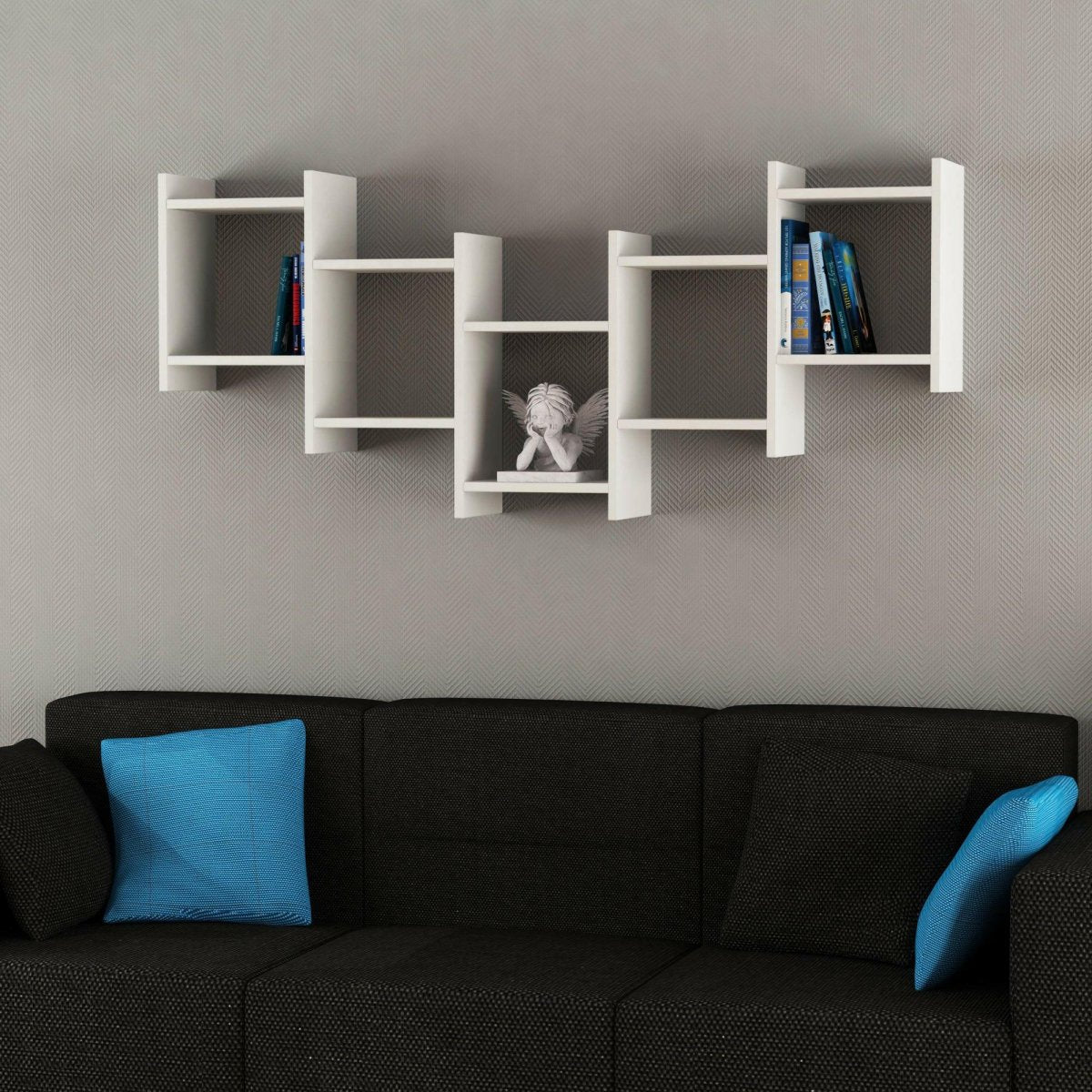 Bat Modern Floating Shelf 64cm Tall - Wall Shelf - Decortie - White - 