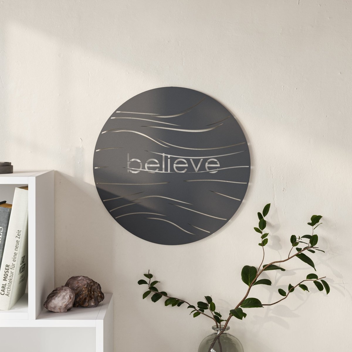 Believe Modern Metal Wall Art Home Decorative Ornament - Decortie - Black - 