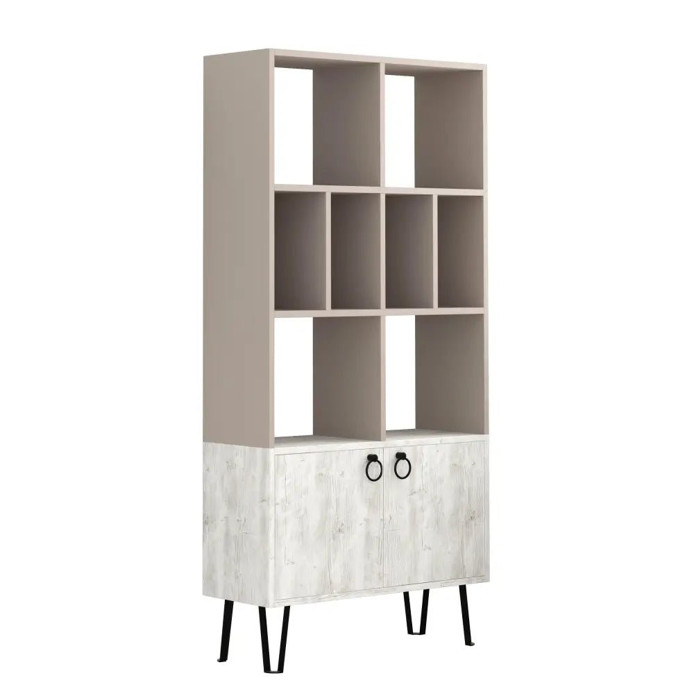 Bene Modern Bookcase Display Unit Tall 166cm - Bookcase - Decortie - Oak,White - 