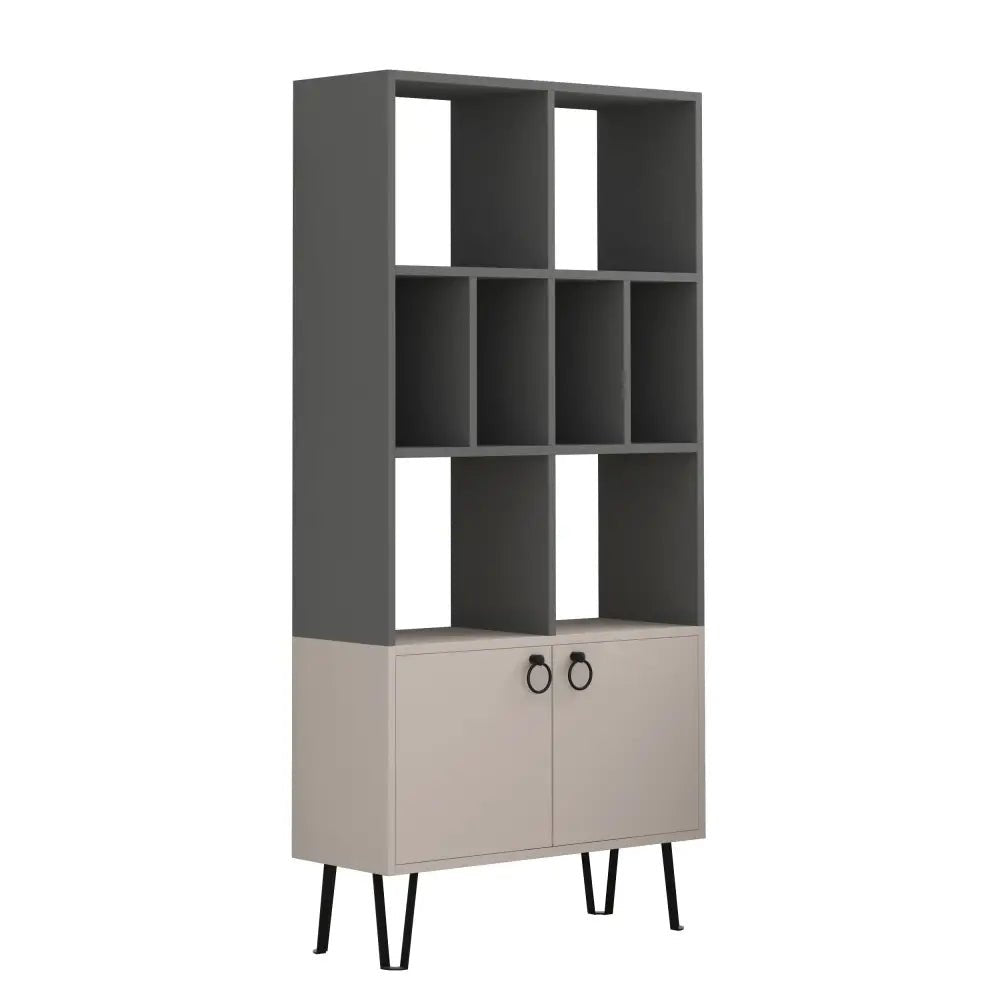 Bene Modern Bookcase Display Unit Tall 166cm - Bookcase - Decortie - Oak,White - 