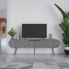 Capsule Modern TV Stand Multimedia Centre With Storage Cabinet 195cm - Retro Grey