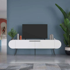 Capsule Modern TV Stand Multimedia Centre With Storage Cabinet 195cm - White