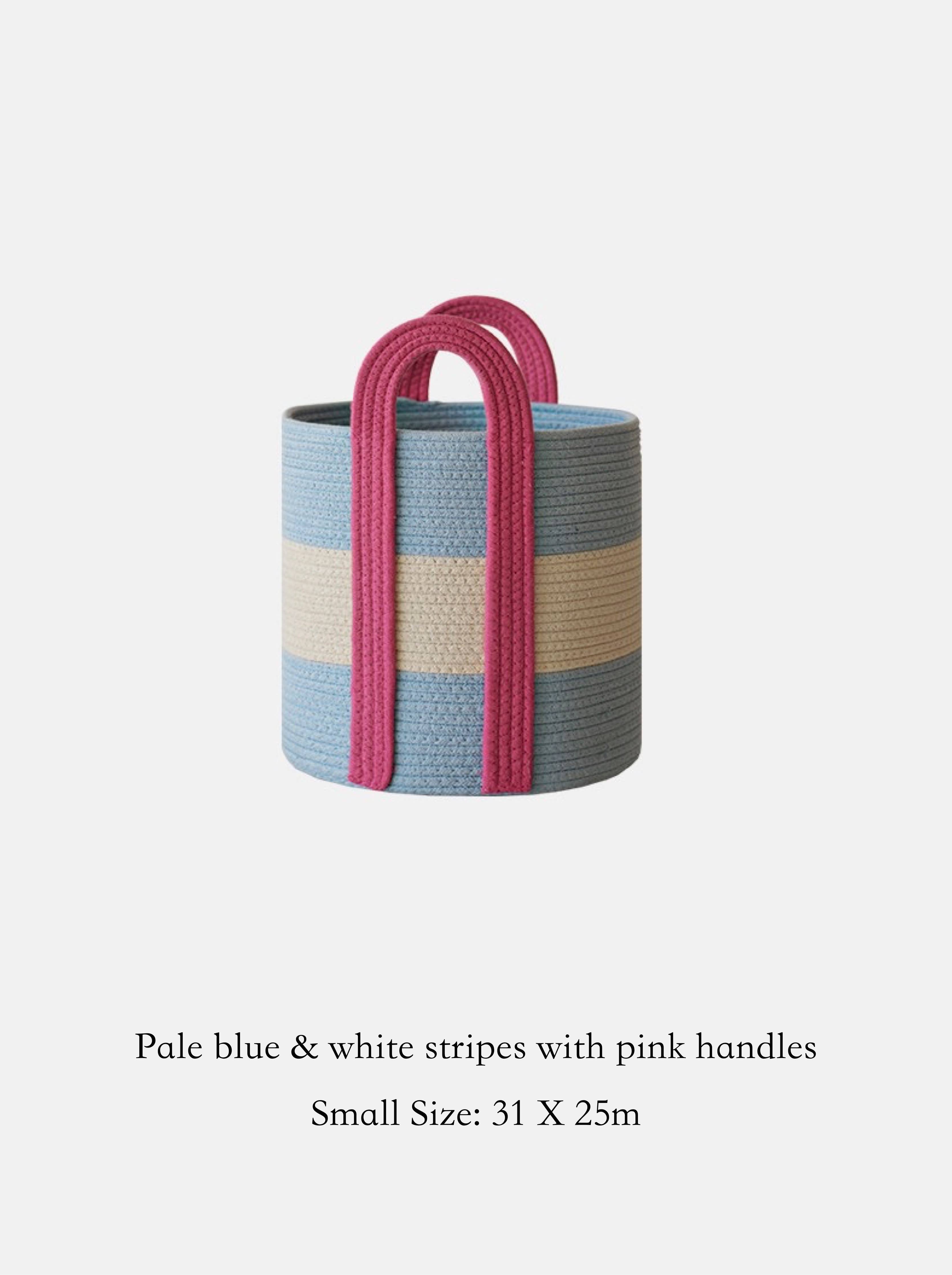 Cotton Rope Storage Basket with Handles | Striped, Two Sizes