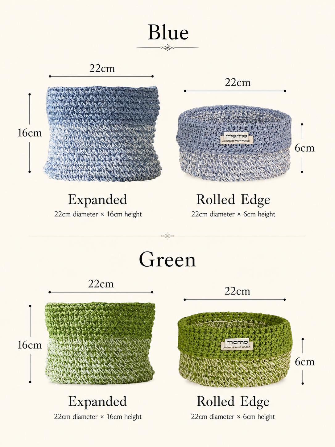 Handwoven Raffia Basket 22cm | Desk & Shelf Organiser
