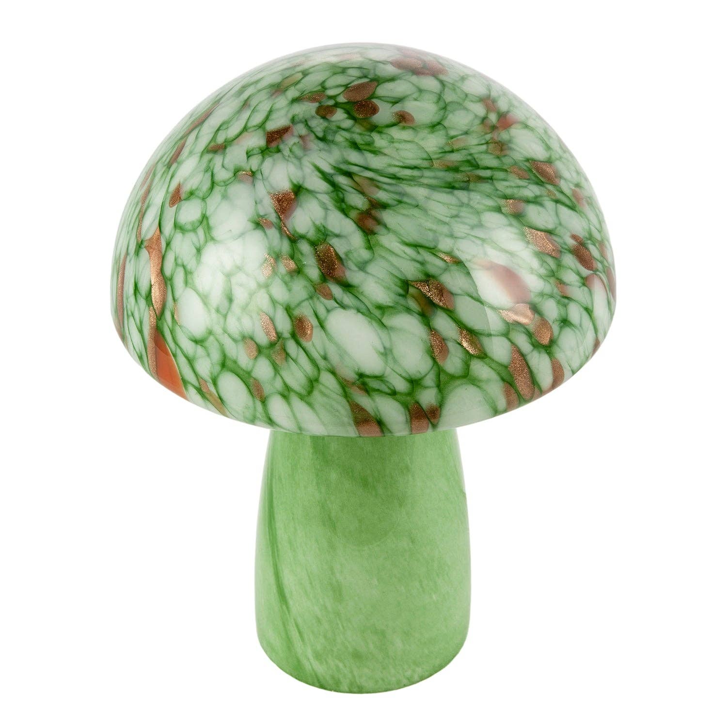 Green Glass Mushroom Lamp 30cm | Retro Italian Style with Copper Flecks