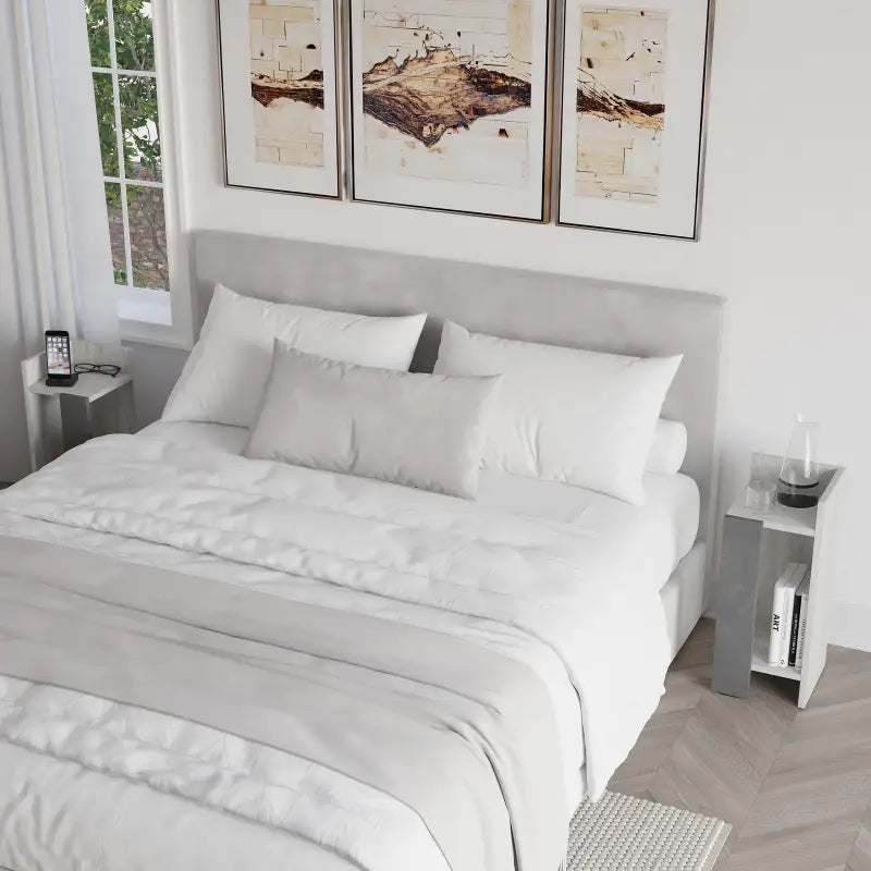 Elos Modern Bedside Table Left And Right 25cm Narrow - Retro Grey,Ancient White Nightstand