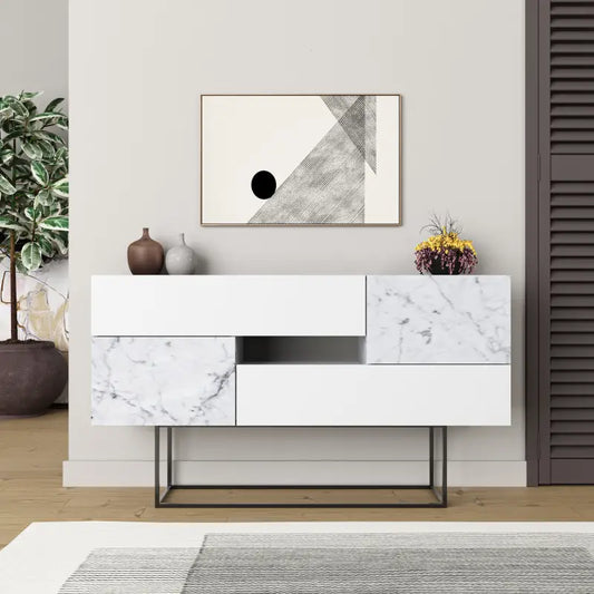 Eros Console Sideboard Display Unit - Carrara,White