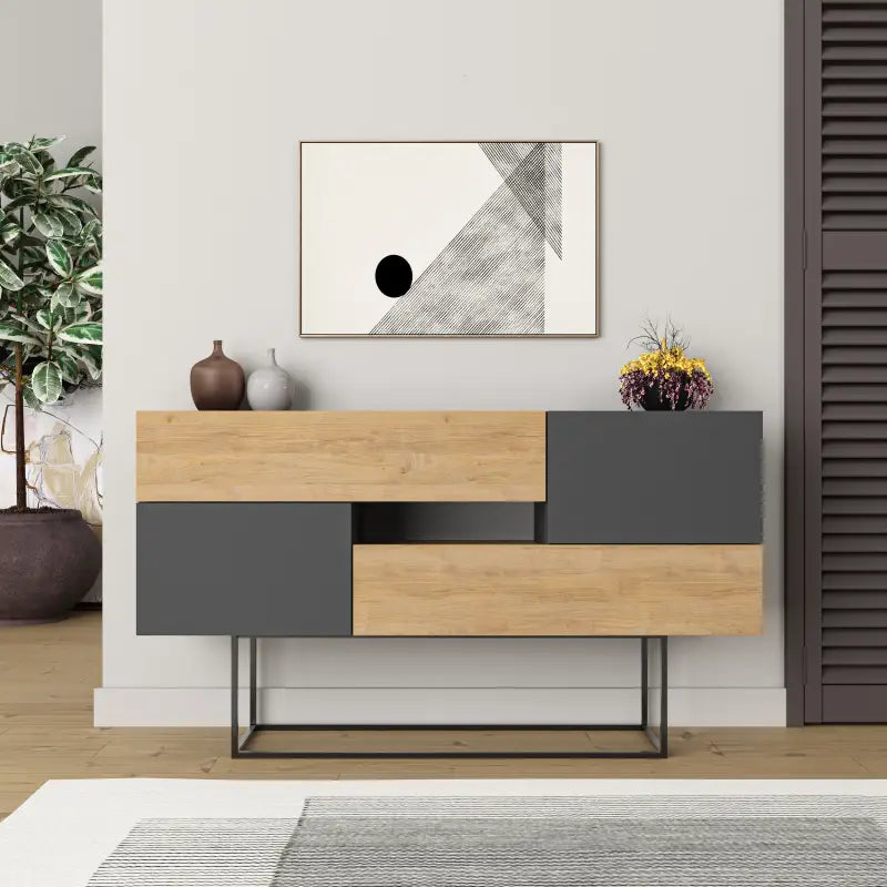 Eros Console Sideboard Display Unit - Oak,Anthracite