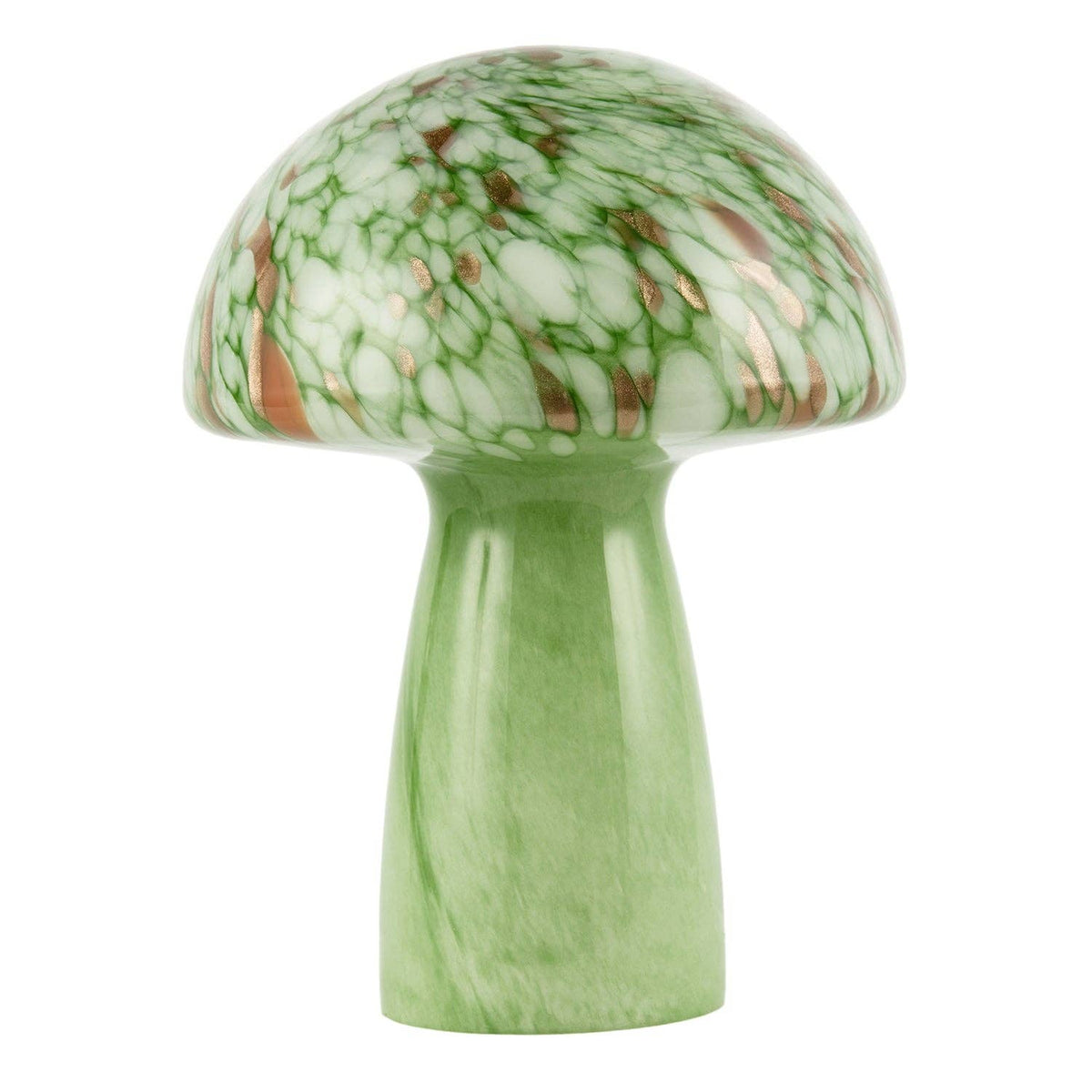 Green Glass Mushroom Lamp 30cm | Retro Italian Style with Copper Flecks