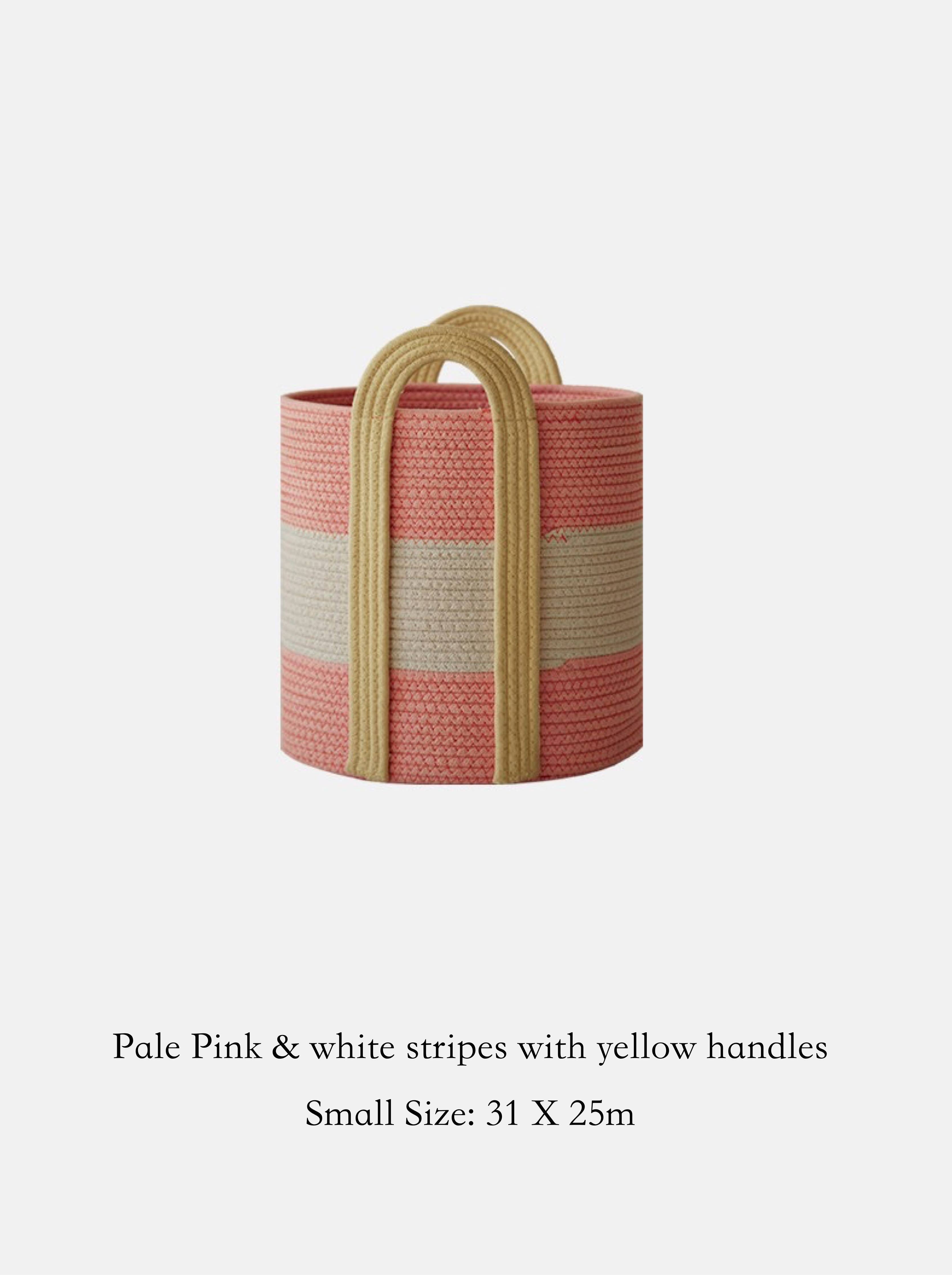 Cotton Rope Storage Basket with Handles | Striped, Two Sizes