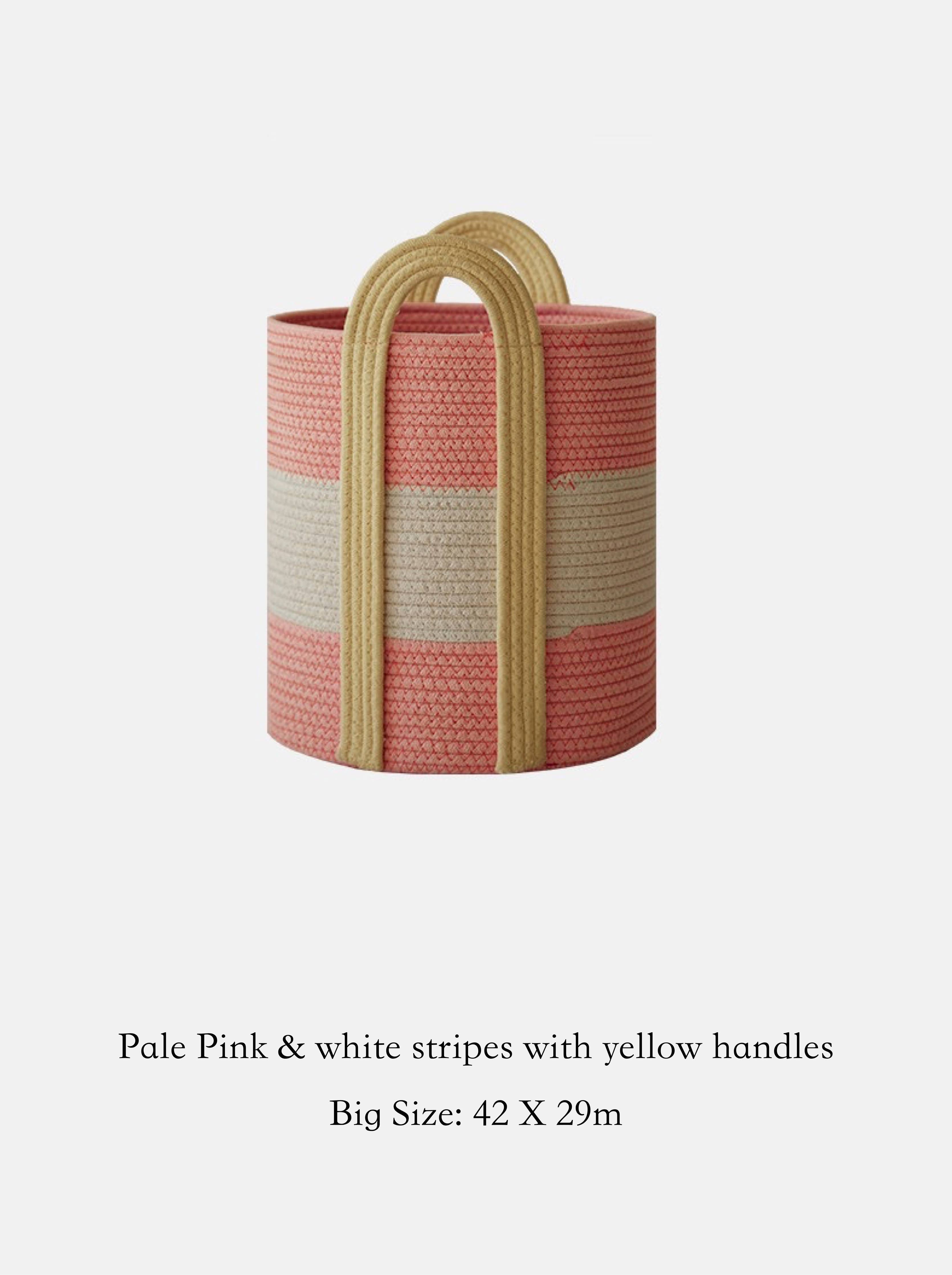 Cotton Rope Storage Basket with Handles | Striped, Two Sizes