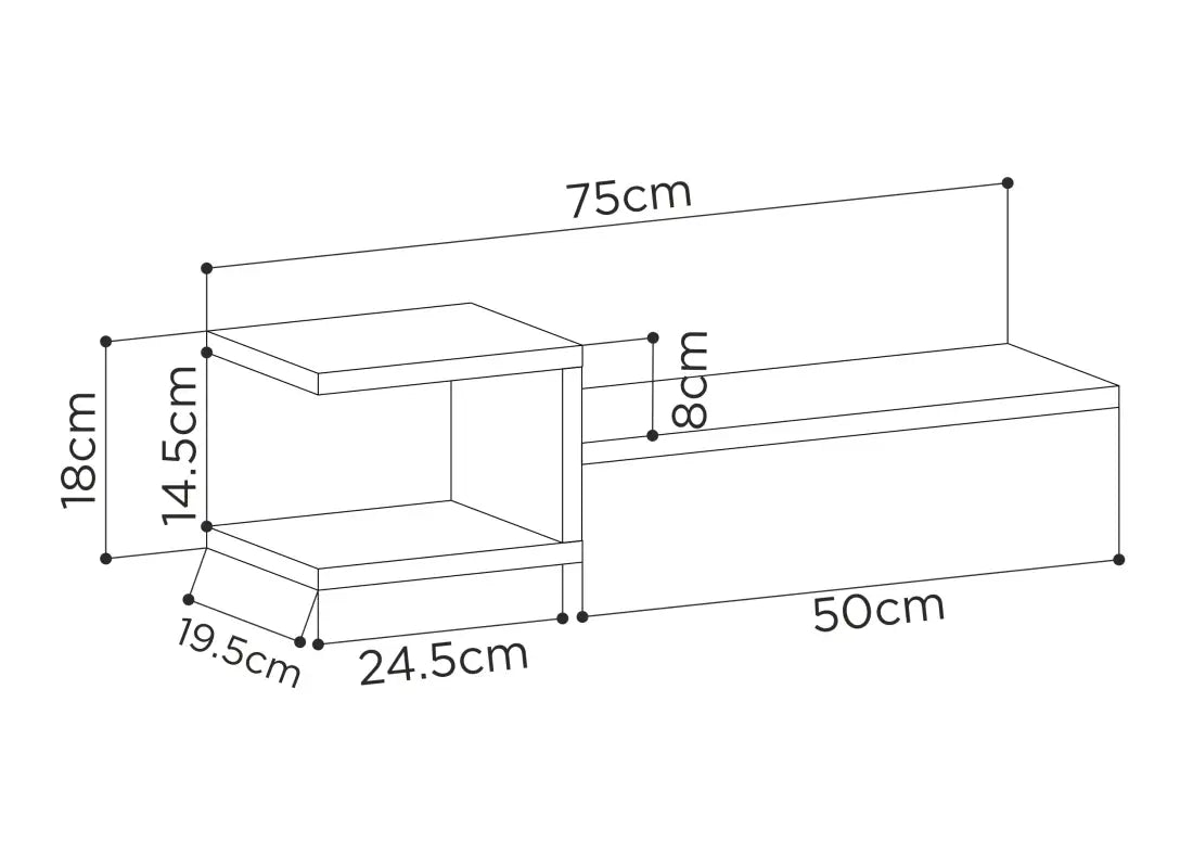 Fork Modern Floating Shelf Set 18.2cm Short - Wall