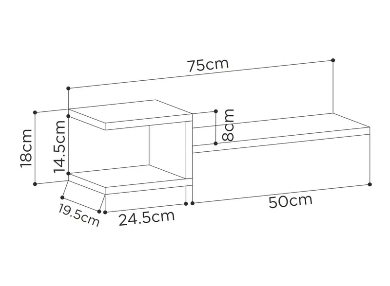 Fork Modern Floating Shelf Set 18.2cm Short - Wall