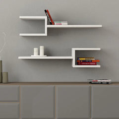 Fork Modern Floating Shelf Set 18.2cm Short - White Wall