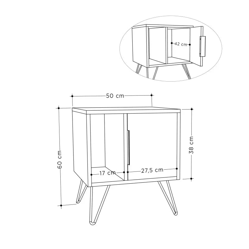 Glynn Modern Bedside Table Width Bedroom Furniture 50.2cm - Nightstand