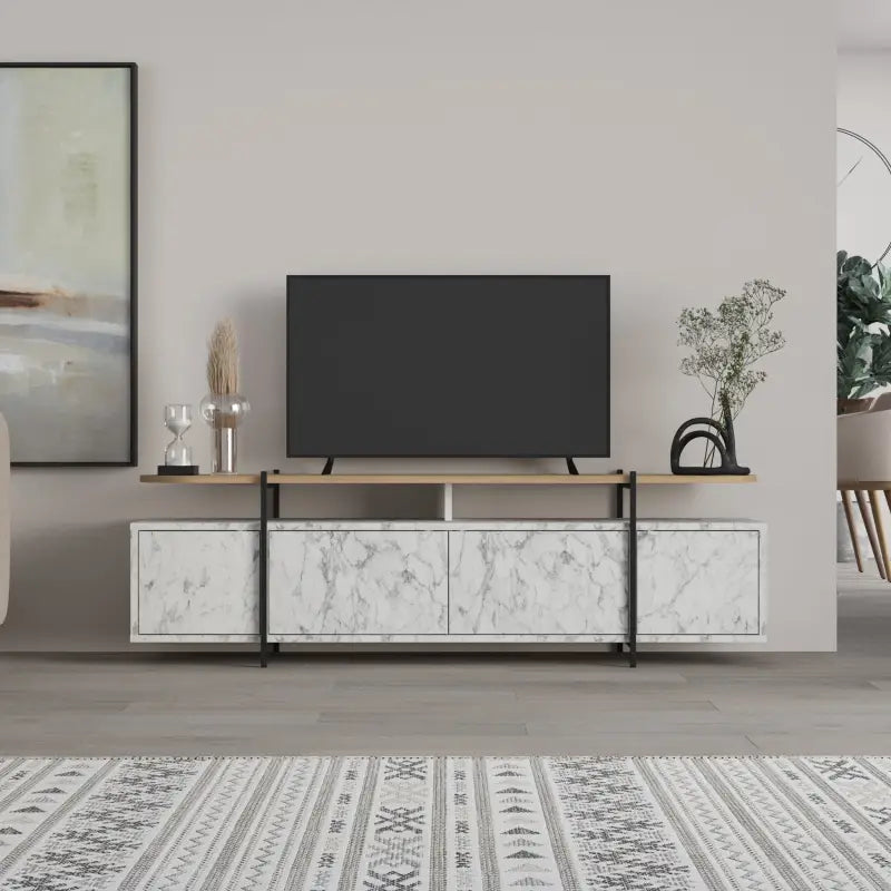 Hanley Modern TV Stand Multimedia Centre Unit With Storage Cabinet 160cm - Carrara,Oak