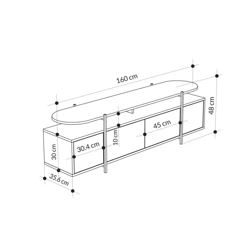 Hanley Modern TV Stand Multimedia Centre Unit With Storage Cabinet 160cm