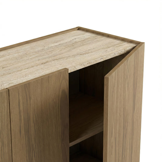 140cm Sideboard – Oak & Travertine Effect | Dione