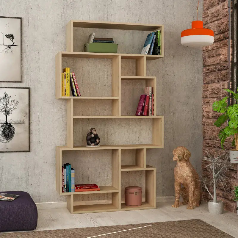 Karmato Modern Bookcase Display Unit Tall 168.5cm - Oak