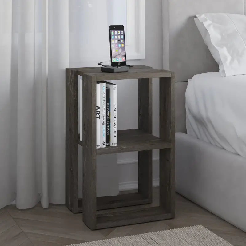 Lonie Modern Bedside Table Bedroom Furniture Width 34cm - Dark Coffee Nightstand