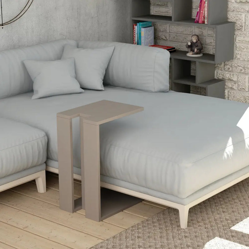 Muju Modern C Shape Table Multipurpose H 57cm - Light Mocha Side