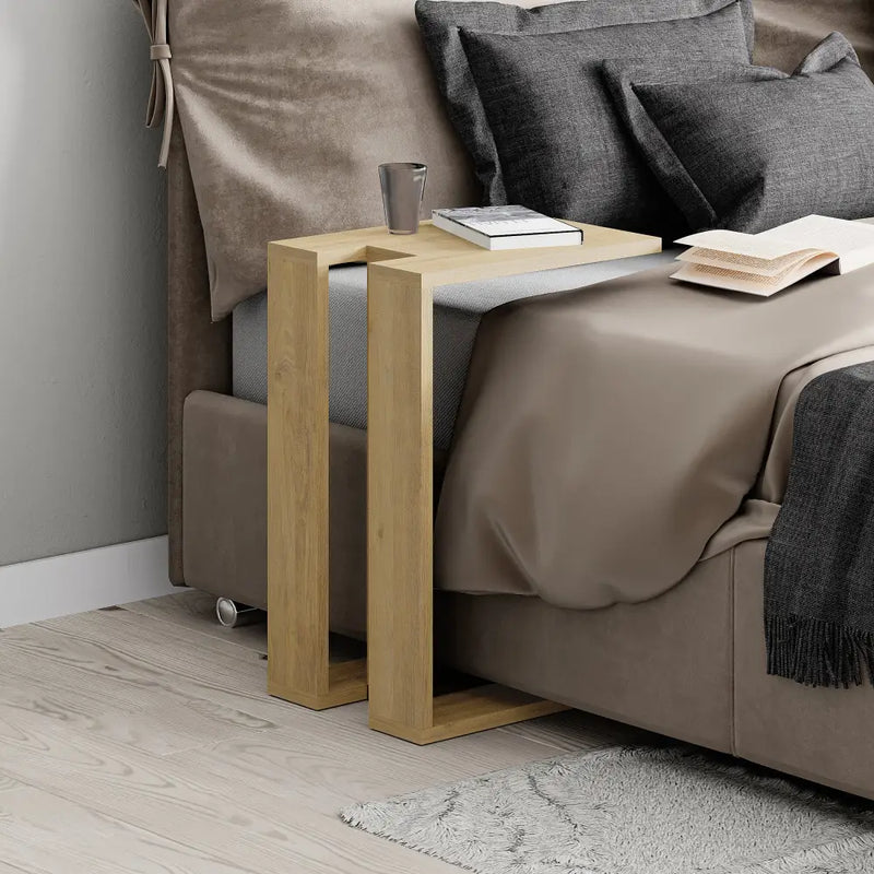 Muju Modern C Shape Table Multipurpose H 57cm - Oak Side