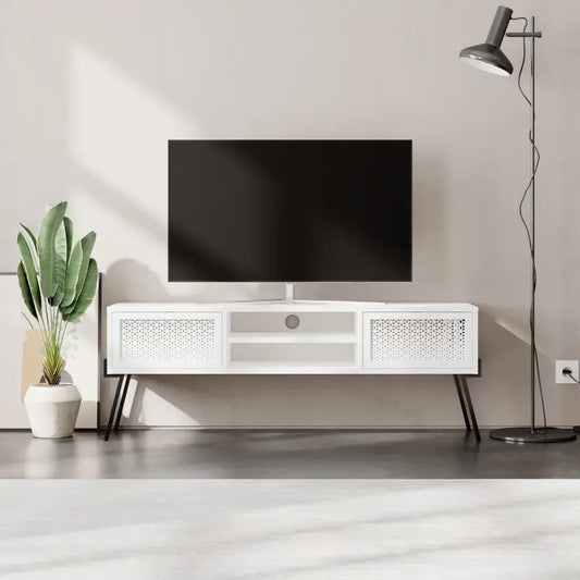 Naive Modern TV Multimedia Stand With Storage Cabinet 140cm - White