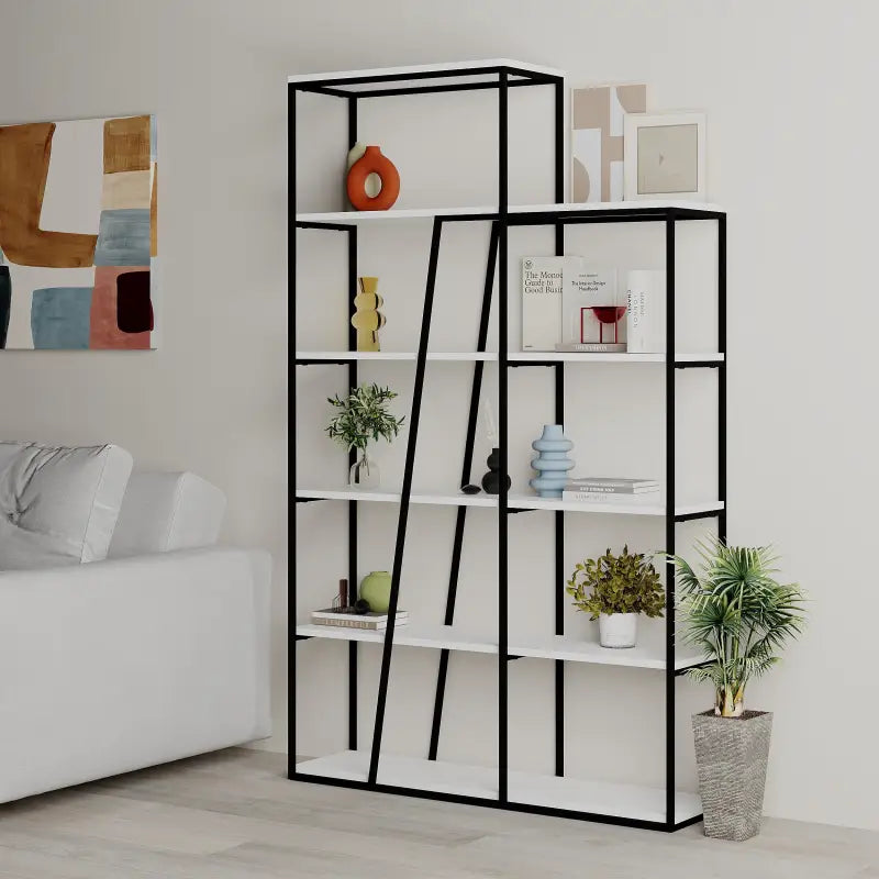 Pal Modern Bookcase Display Unit Room Separator Tall 178cm - White