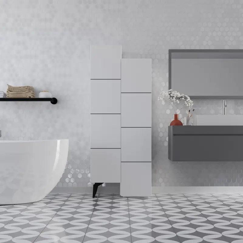 Stair Modern Storage Cabinet Multipurpose Bathroom Living Room H 156cm - White