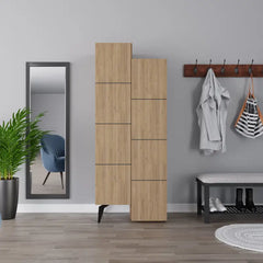 Stair Modern Storage Cabinet Multipurpose Bathroom Living Room H 156cm - Oak