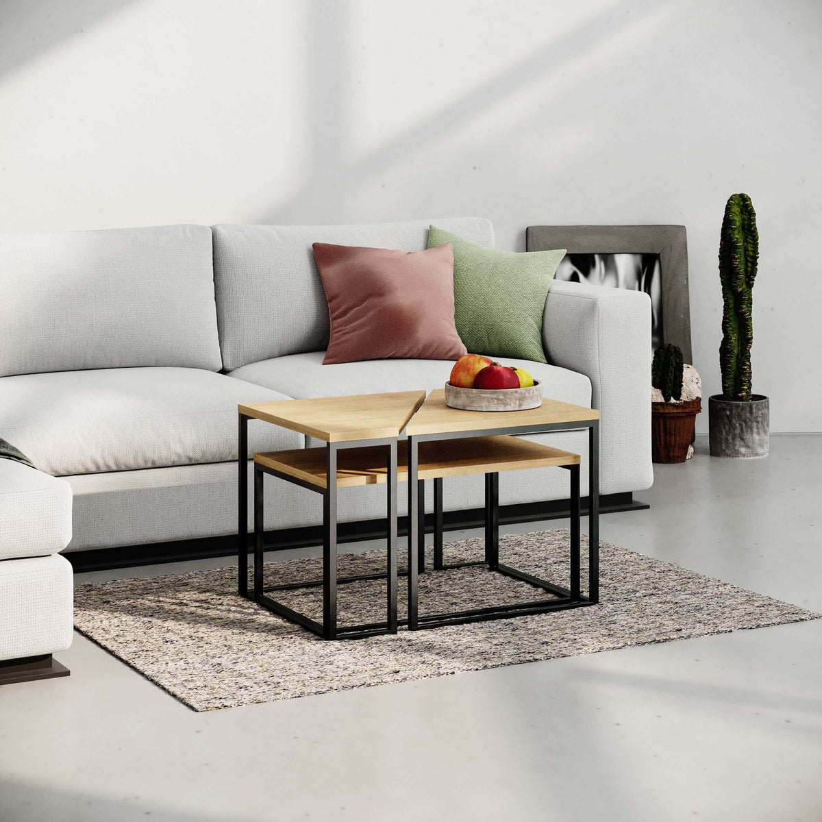 Ohlady Modern Coffee Table Multipurpose H 41.8cm in Oak